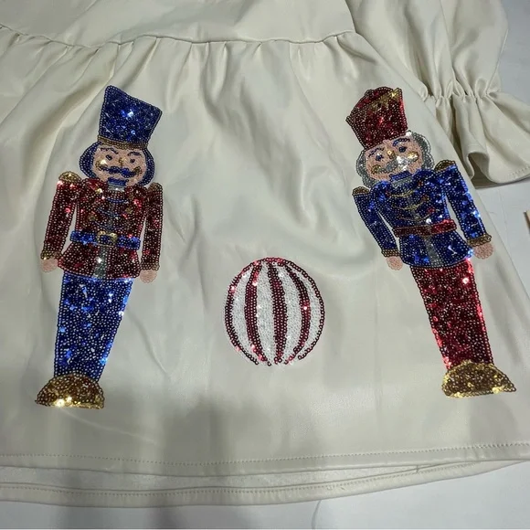 Fantastic Fawn cream Tiered  Sequin Dress Size S. Christmas party. Nutcrackers. - Picture 2 of 12